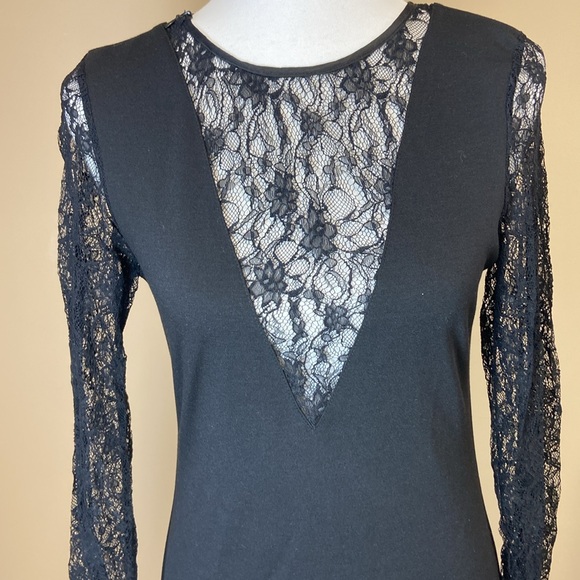 Long Sleeve Black Lace Arden B. Cocktail Dress (M) - Picture 3 of 6